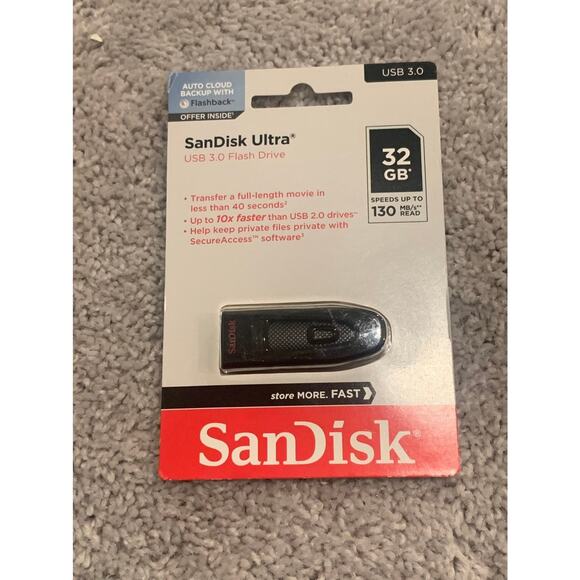 SanDisk 32GB Ultra USB 3.0 Flash Drive - 32 GB - Black - Picture 1 of 2